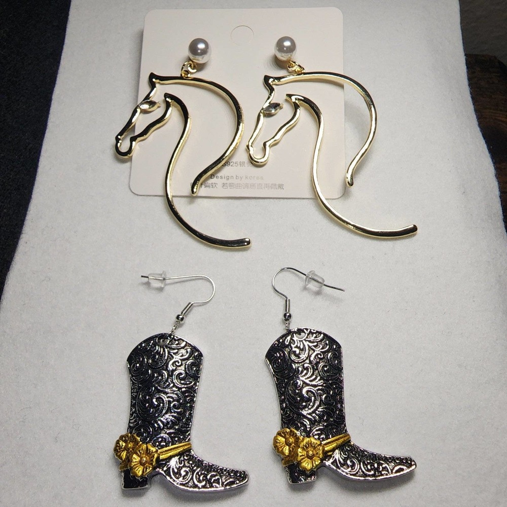 Horse & Cowboy Boots Earrings Set (2 Pairs) SKU: HC1